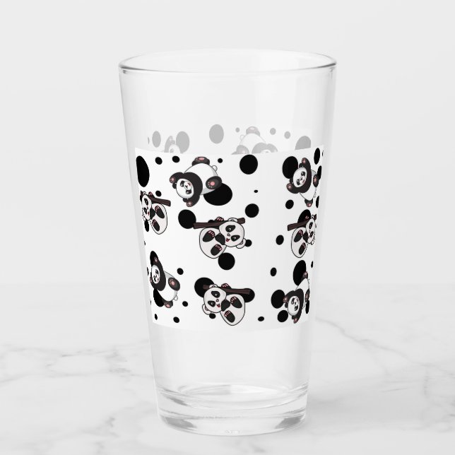 Verre Panda et Arrière - plan Polka blanc mignon (Devant)