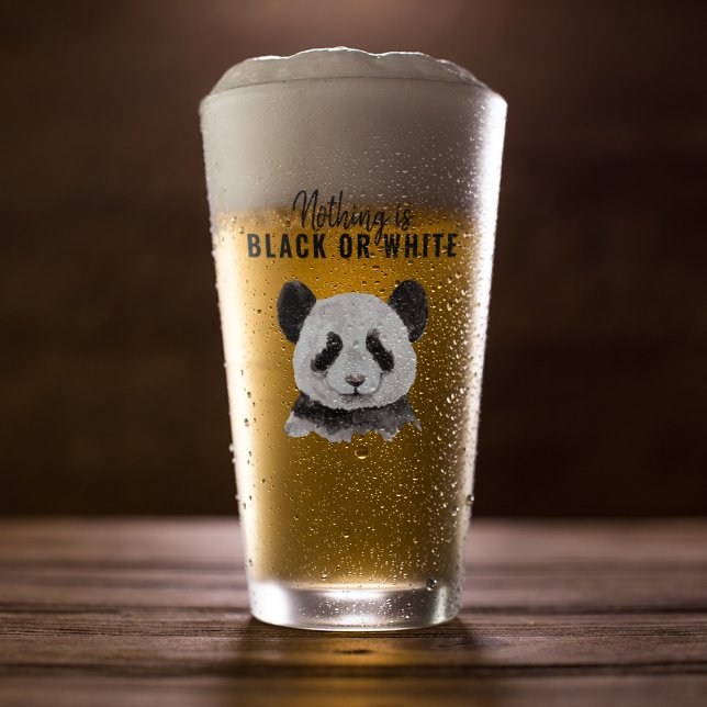 Verre Panda Funky Moderne Noir Et Blanc Avec Citation (Créateur téléchargé)