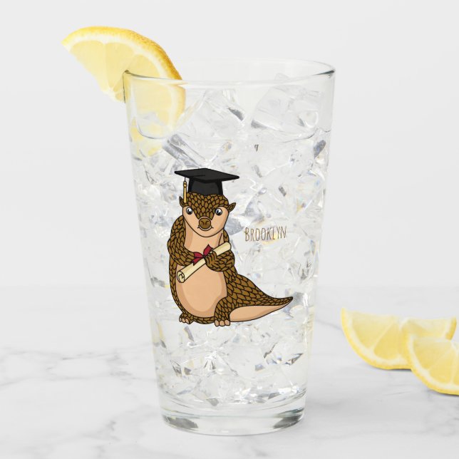 Verre Pangolin mignon diplômé dessin animé (Devant glace)