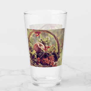 Verre Panier d'automne de fruits de pomme aquarelle vint