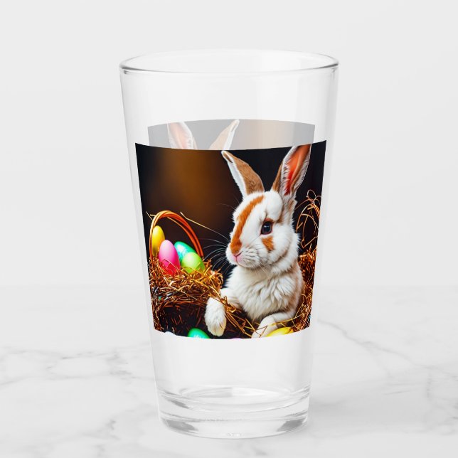 Verre Panier et oeufs de lapin de Pâques (Devant)