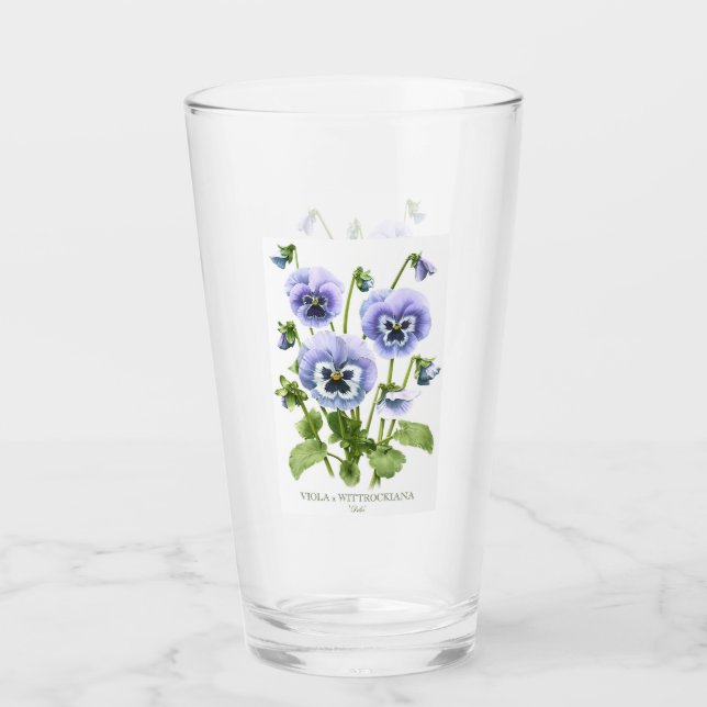 Verre Pansies violettes Art Botanique Floral (Devant)