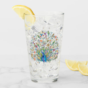 Verre Paon floral aquarelle