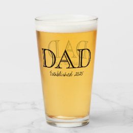 Verre Papa a Fondé Texte Gras Noir Bière