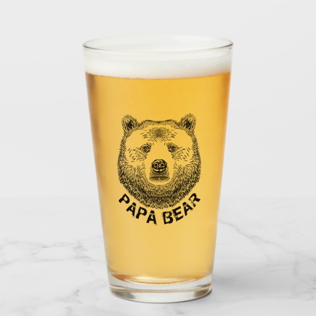 Verre Papa Bear, illustration tirée à la main (Devant (rempli))