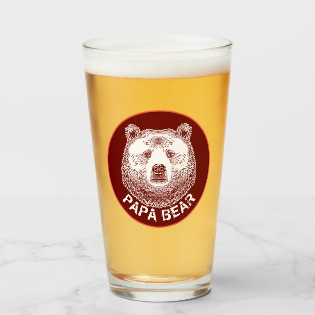 Verre Papa Bear, illustration tirée à la main (Devant (rempli))