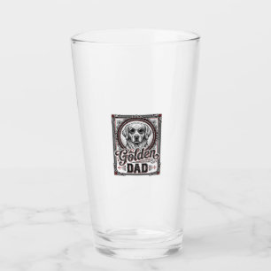 Verre Papa Golden Retriever Dessin de gravure vintage_1