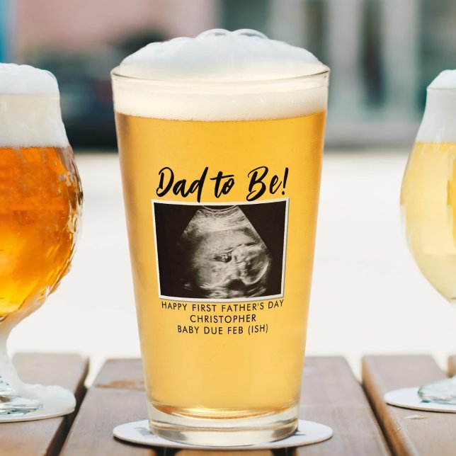 Verre Papa sera Ultrasound Photo 1ère Fête des pères (Surprise the dad to be with his own beer glass with your baby sonogram photo. Just add a message!)
