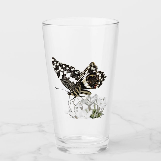 Verre Papillon à queue d'aronde perché en blanc (Devant)