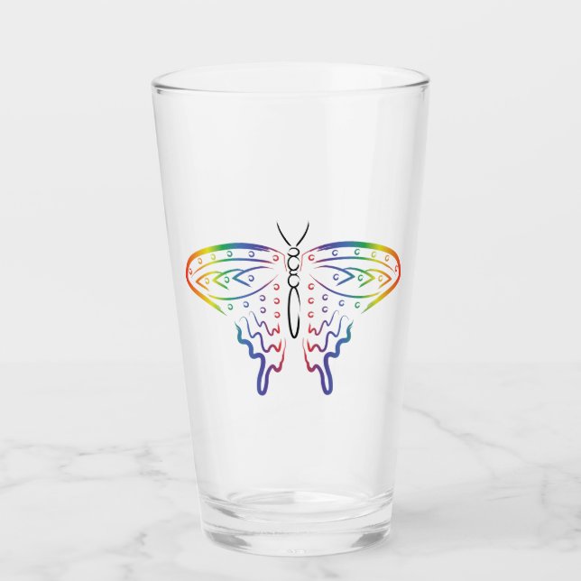Verre Papillon arc-en-ciel (Devant)