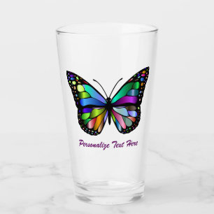Verre Papillon coloré Poisson de texte personnalisé