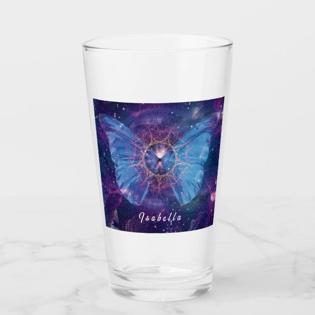 Verre Papillon morpho / Galaxie Mandala (Devant)