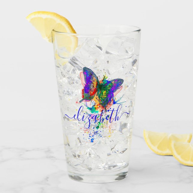 Verre Papillon personnalisé éclaboussure   (Devant glace)