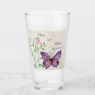 Verre Papillon pourpre à aquarelle personnalisée