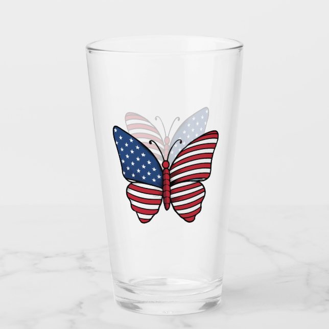 Verre Papillon USA - Numéro de drapeau 62614 (Devant)