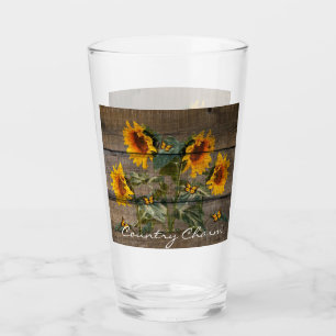 Verre Papillons de tournesol rustique Barre