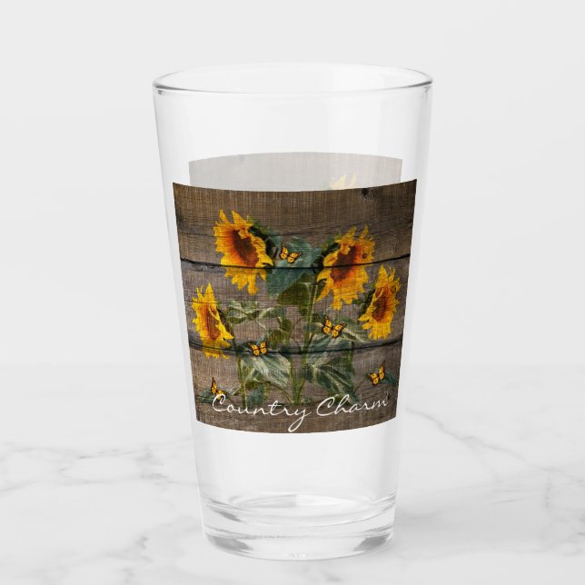 Verre Papillons de tournesol rustique Barre (Devant)