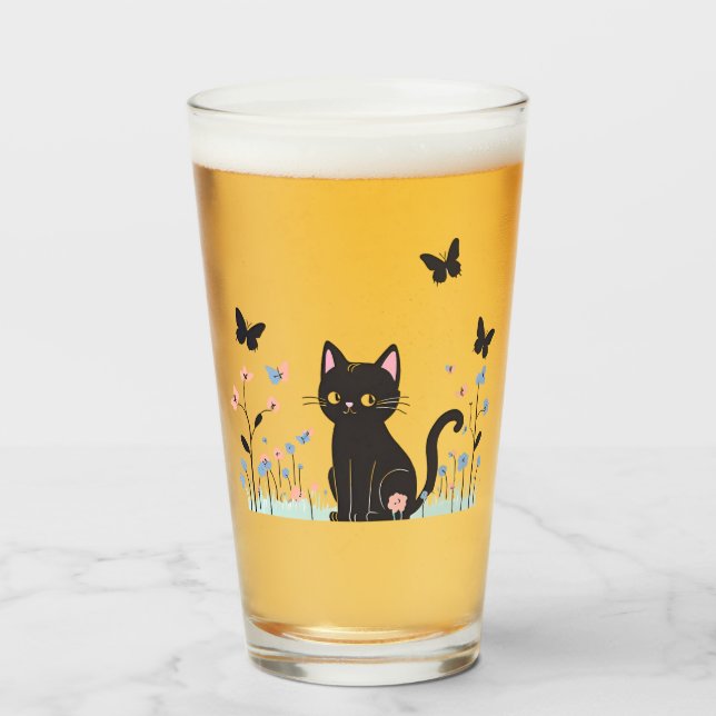 Verre Papillons d'observation des chats noirs (Devant (rempli))