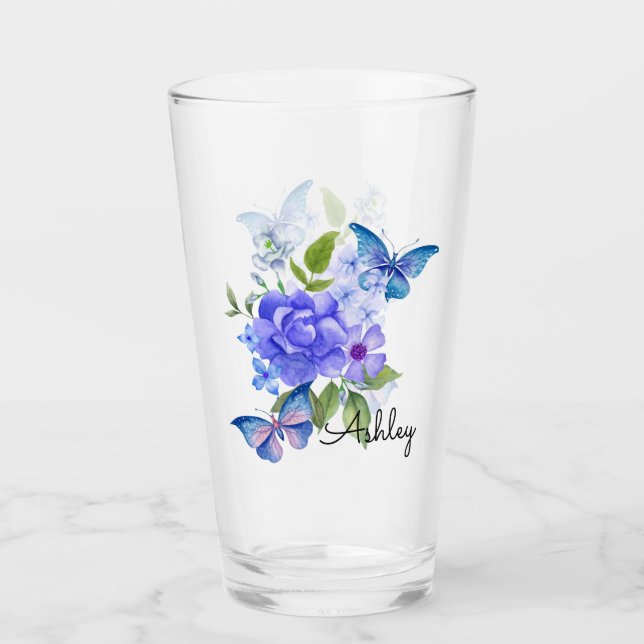 Verre Papillons et fleurs (Devant)