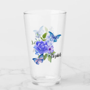 Verre Papillons et fleurs