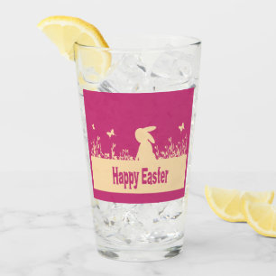 Verre Pâques heureux, lièvre rêveur