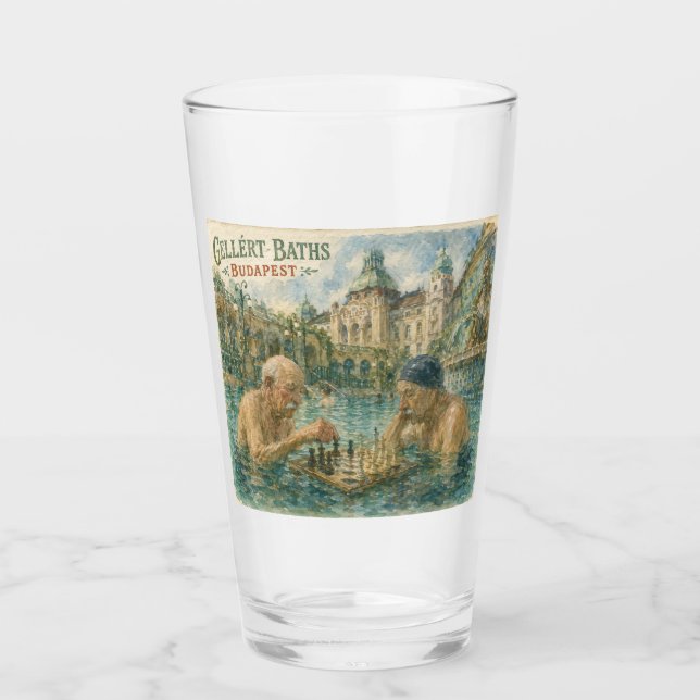 Verre Partie d'échecs Bains Gellert Budapest Hongrie (Devant)