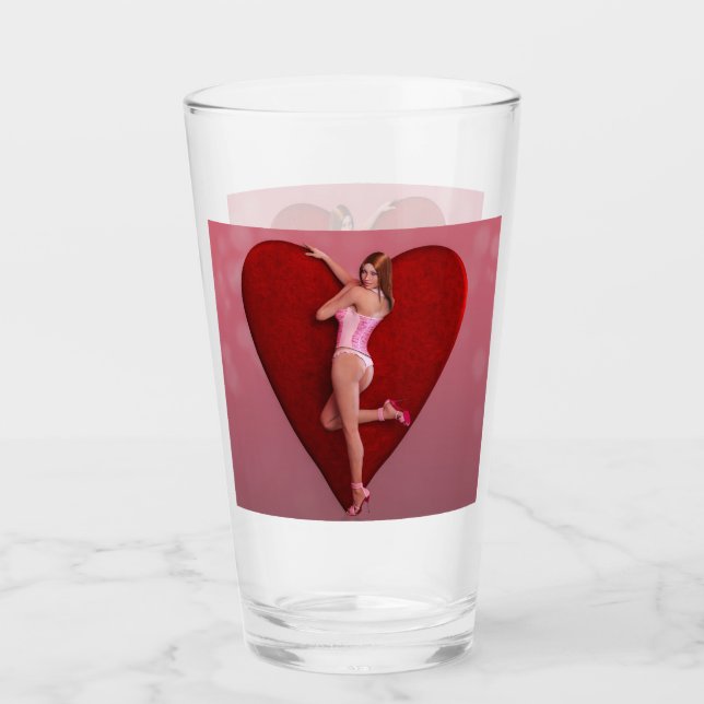 Verre Passionnée Saint Valentin fille dans un corse (Devant)
