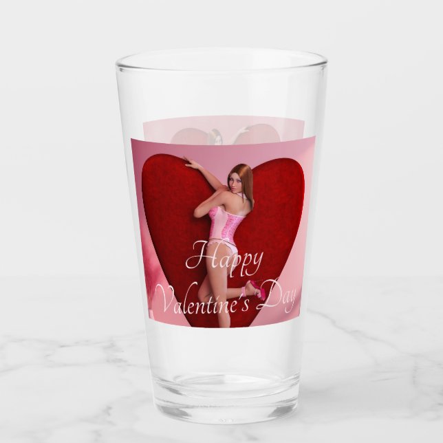 Verre Passionnée Saint Valentin fille dans un corse (Devant)