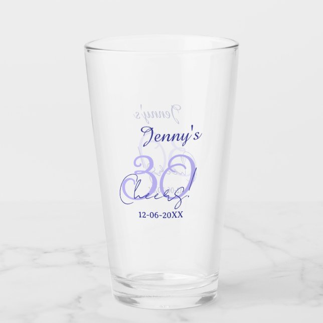Verre Pastel félicite 30 ans violet élégant nom da (Devant)