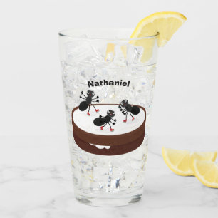 Verre Patinage sur glace de fourmis joyeuses sur dessin