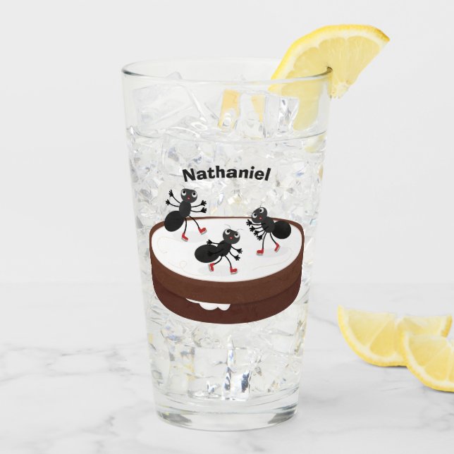 Verre Patinage sur glace de fourmis joyeuses sur dessin  (Dos glace)