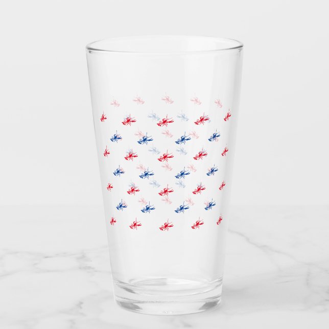 Verre Patriote motif de homard blanc rouge (Devant)
