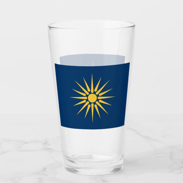 Verre Patriotic glass cup with flag of Macedonia, Greece (Devant)