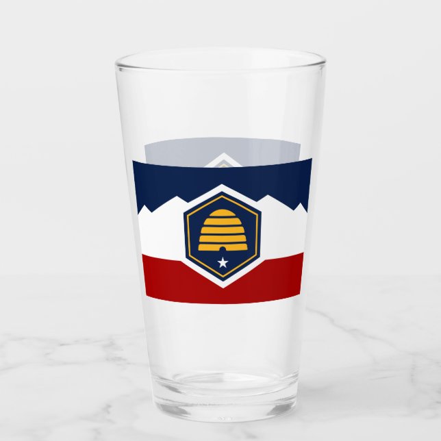 Verre Patriotic glass cup with new flag of Utah, USA (Devant)