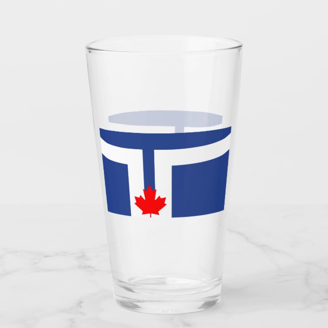 Verre patriotique avec drapeau de Toronto, Canada (Devant)