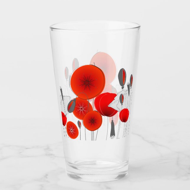Verre Pavots ronds rouges modernes (Devant)
