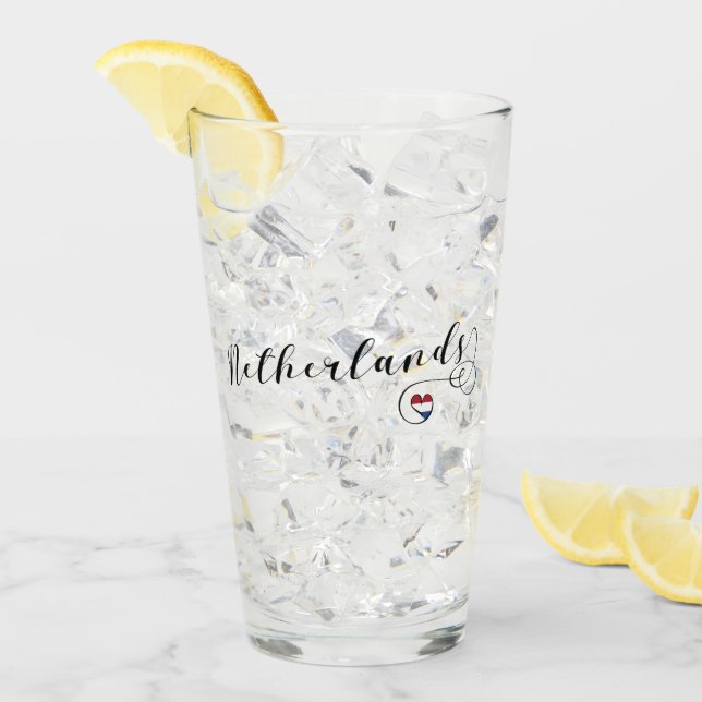Verre Pays-Bas Heart Flag, Design néerlandais (Devant glace)