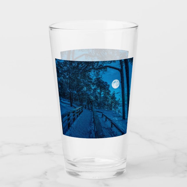 Verre Paysage d'hiver avec pinède enneigée (Devant)