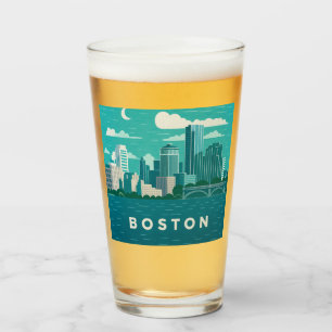 Verre Paysage urbain nocturne du Massachusetts Ville d