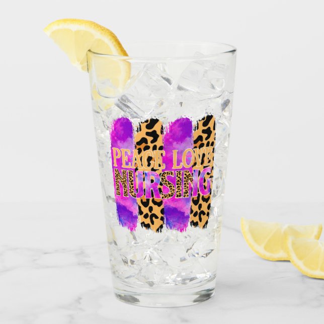 Verre Peace Love Nursing - Cute Nurse Design (2) (Devant glace)