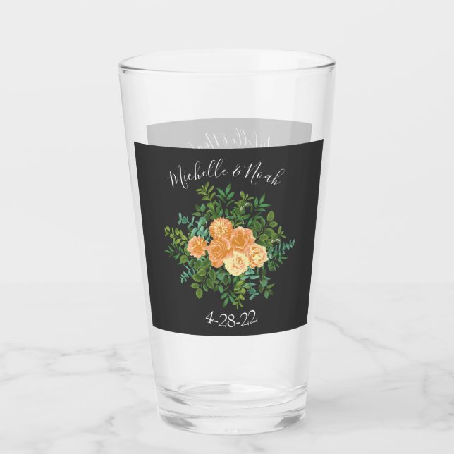 Verre Peach Dark Grey Mariage Rose Floral (Devant)
