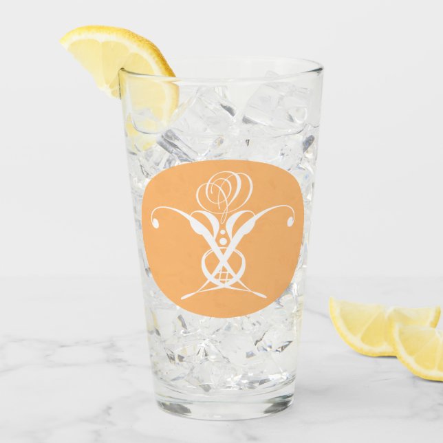 Verre Peach Retro White Flourd Rose (Devant glace)
