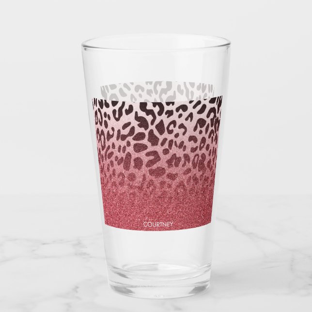 Verre Peau léopard de Parties scintillant rose (Devant)