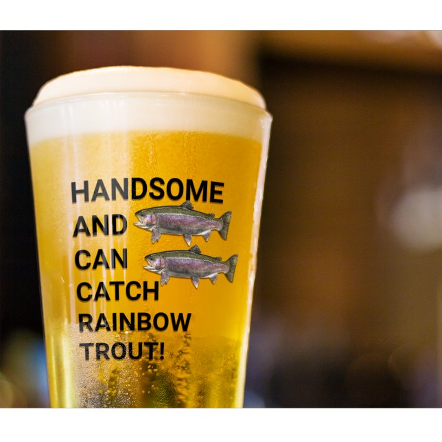 Verre Pêche à la truite arc-en-ciel (Funny rainbow trout fishing gift beer glass for man cave.)