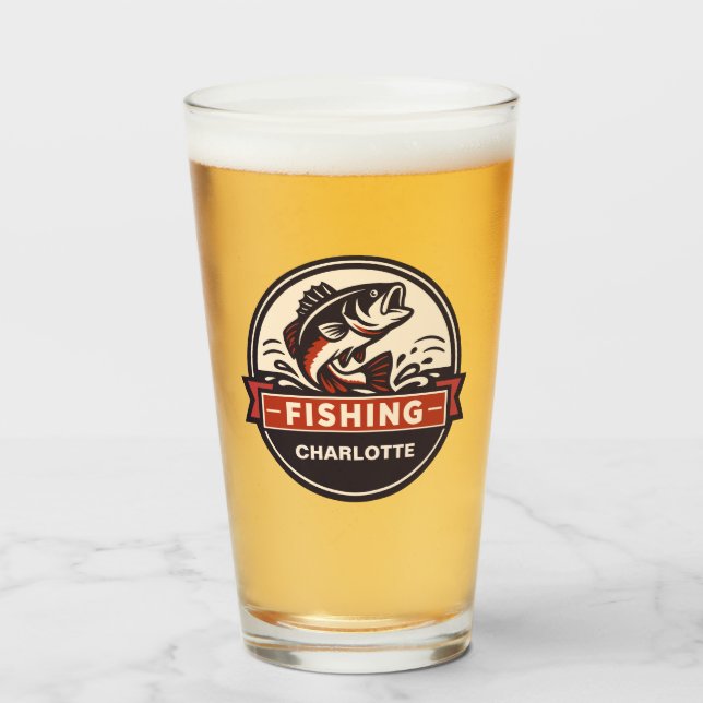 Verre Pêche au nom personnalisé (Devant (rempli))