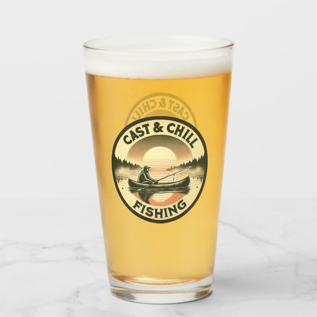 Verre Pêche au poisson et au frisson, pêcheur (Dos (rempli))
