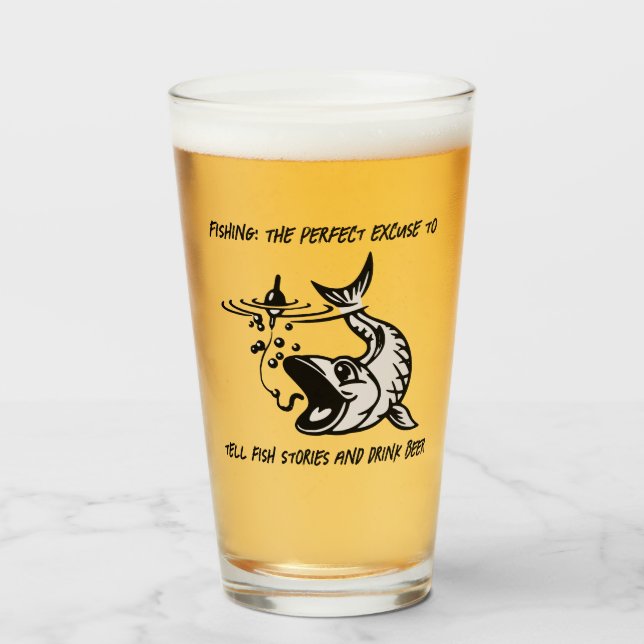 Verre Pêche : L'excuse parfaite... - Pêche Bière (Devant (rempli))