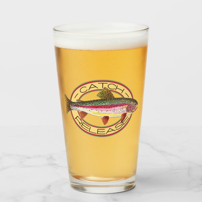 Verre Pêcheur de truite arc-en-ciel capturée et relâchée (Devant (rempli))