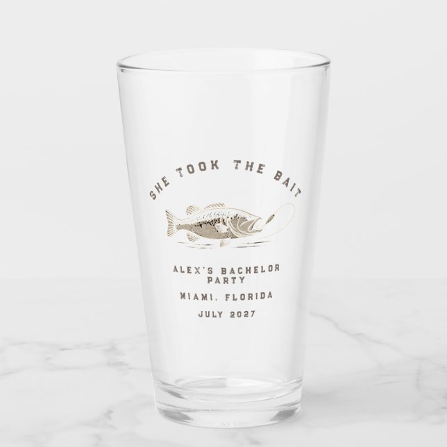 Verre Pêcheur Drôle Party de Bachelor de Pêche Sur Mesur (Devant)