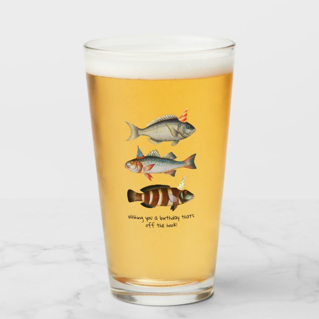 Verre Pêcheur Poisson Casquette Amusant Anniversaire (Devant (rempli))